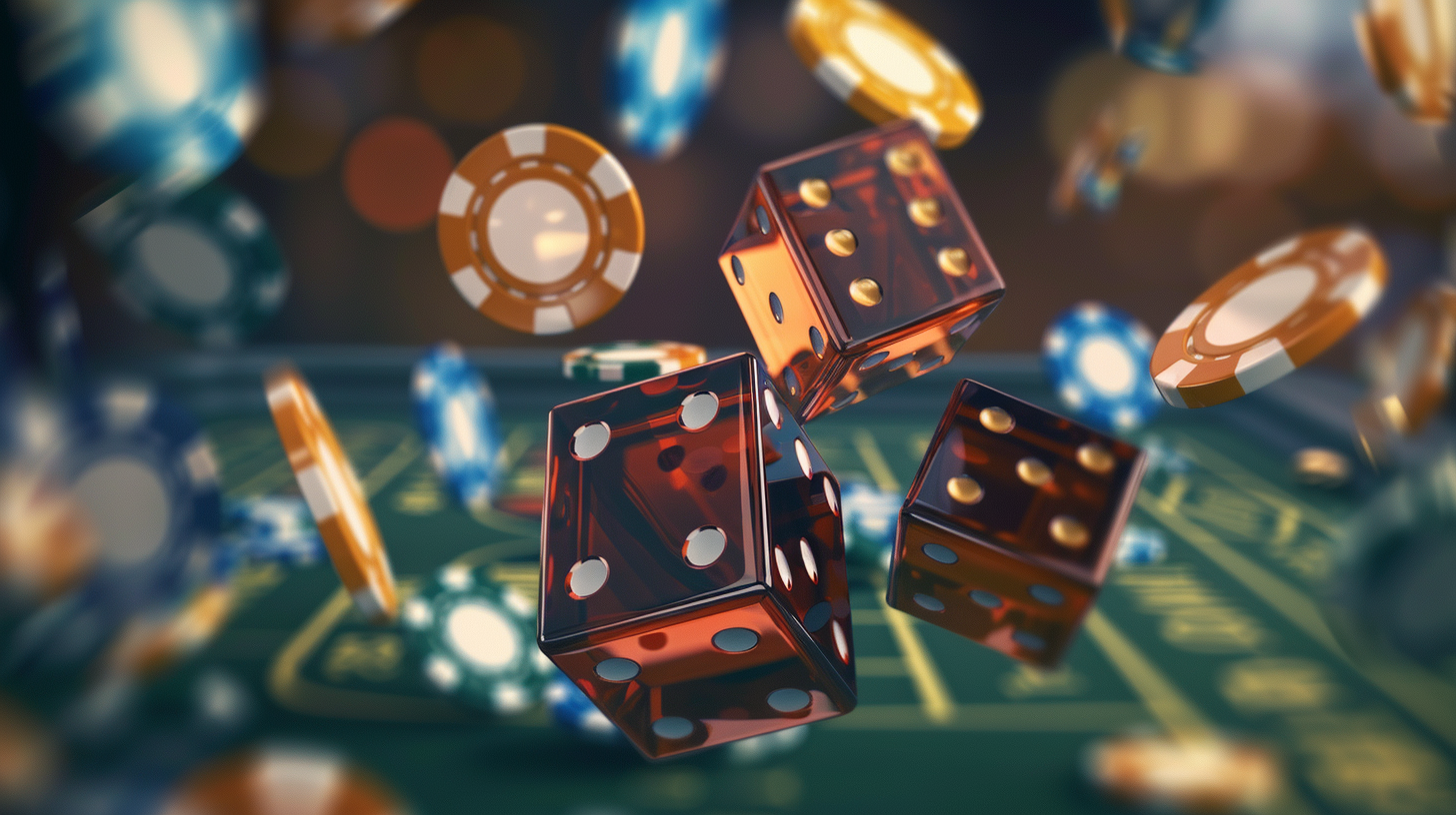 Sports betting and casino-style odds represented by dice and betting chips